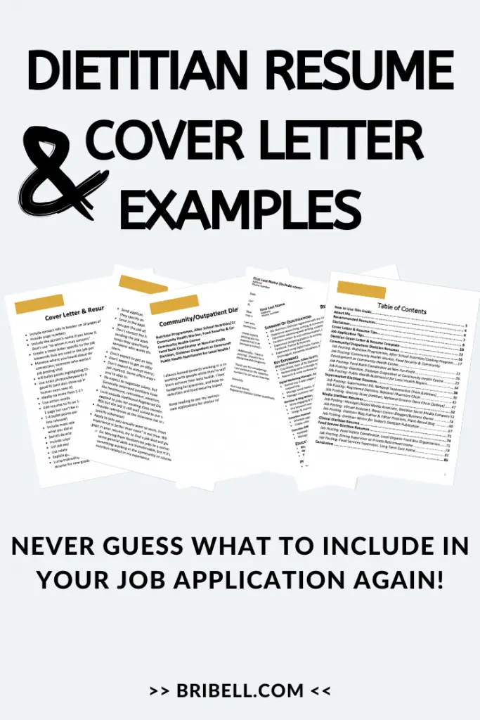 Dietitian cover letter resume examples